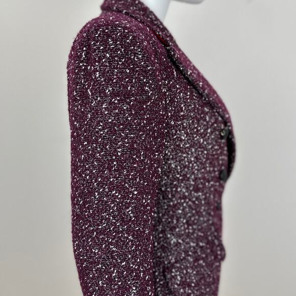 Rag&Bone Preston Double Breasted Blazer Boucle Tweed Wool Burgundy US 8 - Picture 13 of 16